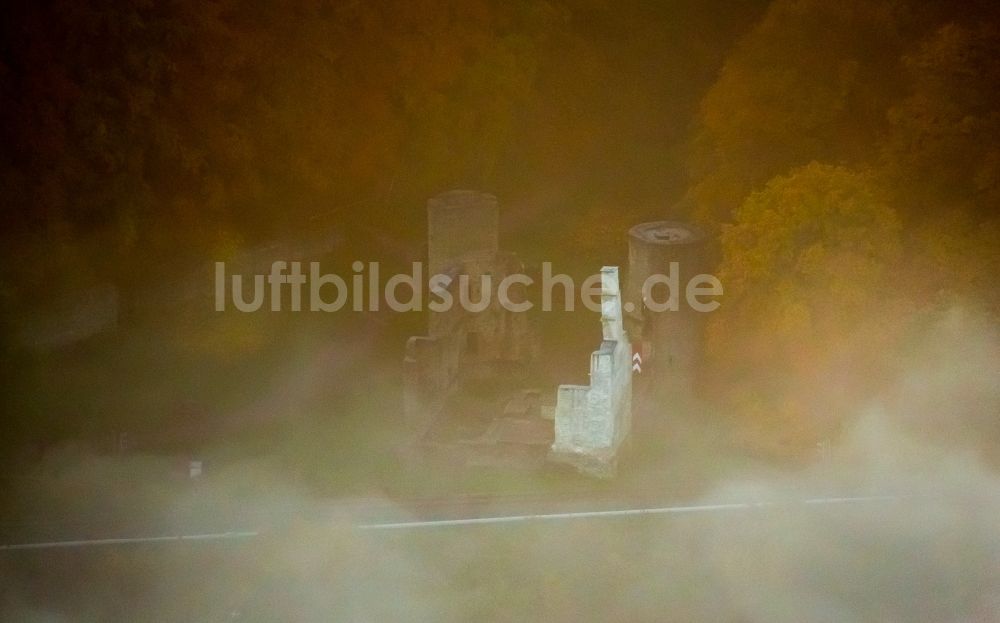 Luftaufnahme Herbede - Ruine und Mauerreste der ehemaligen Burganlage Hardenstein in Herbede im Bundesland Nordrhein-Westfalen