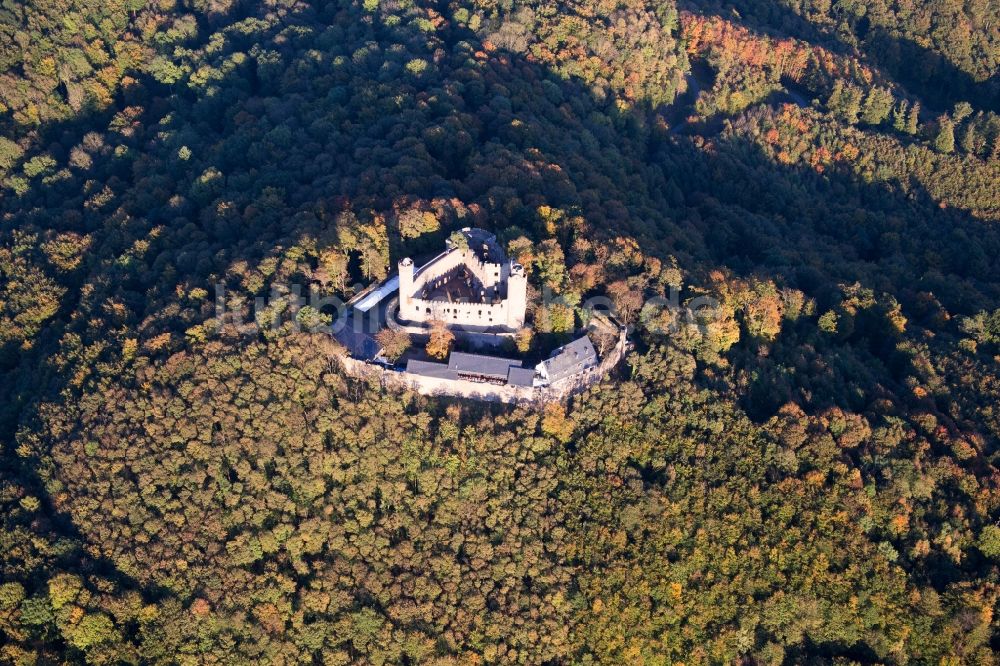 Luftbild Alsbach-Hähnlein - Ruine und Mauerreste der ehemaligen Burganlage der Veste Schloß Auerbach im Ortsteil Alsbach in Alsbach-Hähnlein im Bundesland Hessen