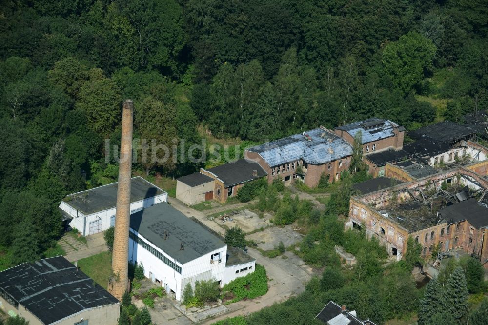 Luftaufnahme Wolkenburg - Ruine der Papierfabrik in Wolkenburg im Bundesland Sachsen