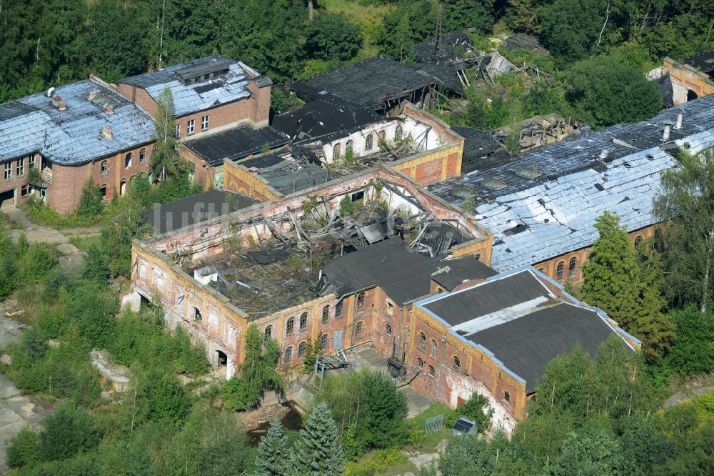 Wolkenburg von oben - Ruine der Papierfabrik in Wolkenburg im Bundesland Sachsen