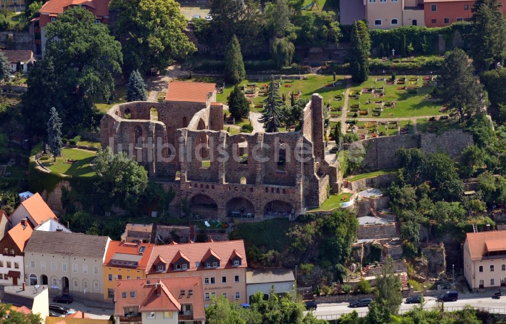 Bautzen aus der Vogelperspektive: Ruine der Sankt - Nikolai - Kirche in Bautzen im Bundesland Sachsen