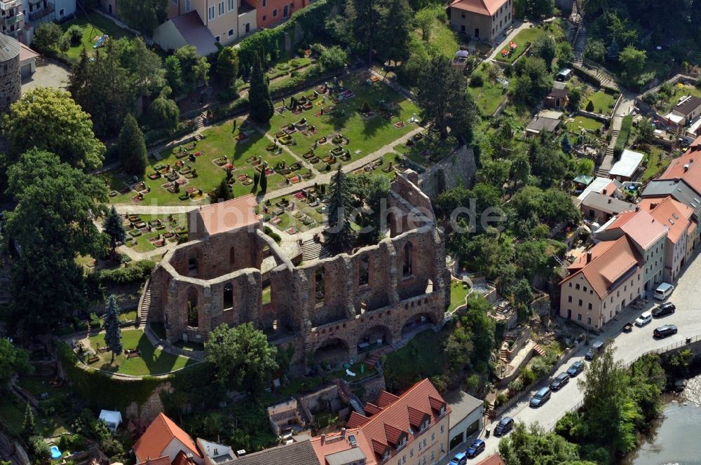 Luftbild Bautzen - Ruine der Sankt - Nikolai - Kirche in Bautzen im Bundesland Sachsen