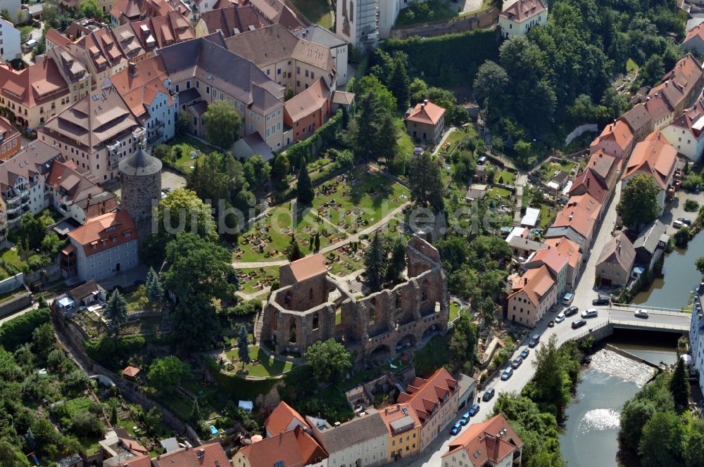 Luftaufnahme Bautzen - Ruine der Sankt - Nikolai - Kirche in Bautzen im Bundesland Sachsen