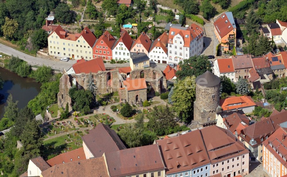 Bautzen von oben - Ruine der Sankt - Nikolai - Kirche in Bautzen im Bundesland Sachsen