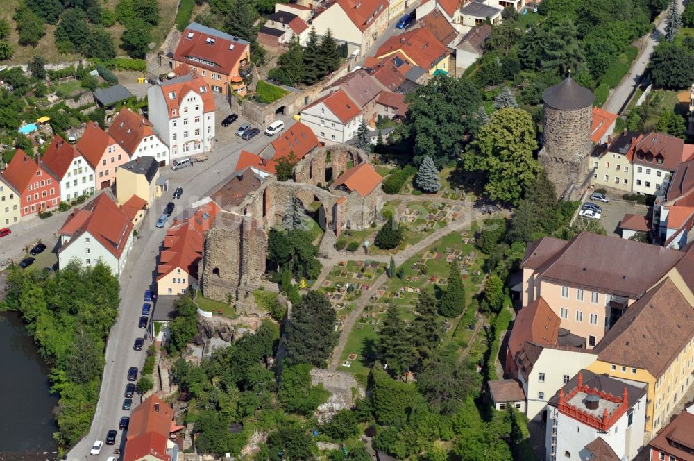 Bautzen aus der Vogelperspektive: Ruine der Sankt - Nikolai - Kirche in Bautzen im Bundesland Sachsen