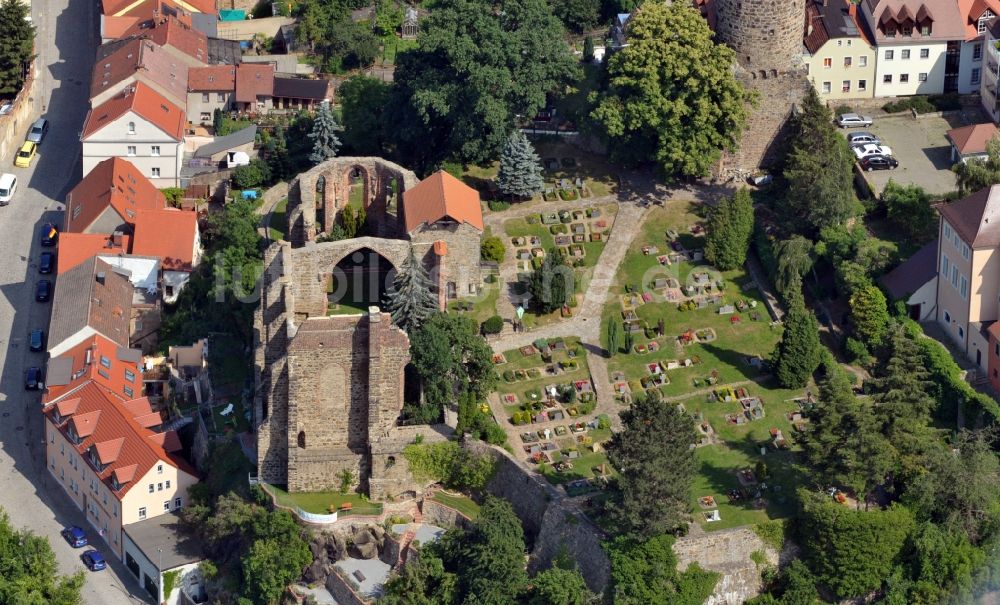 Bautzen von oben - Ruine der Sankt - Nikolai - Kirche in Bautzen im Bundesland Sachsen