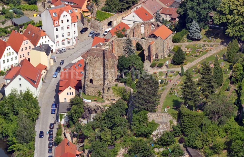 Bautzen aus der Vogelperspektive: Ruine der Sankt - Nikolai - Kirche in Bautzen im Bundesland Sachsen