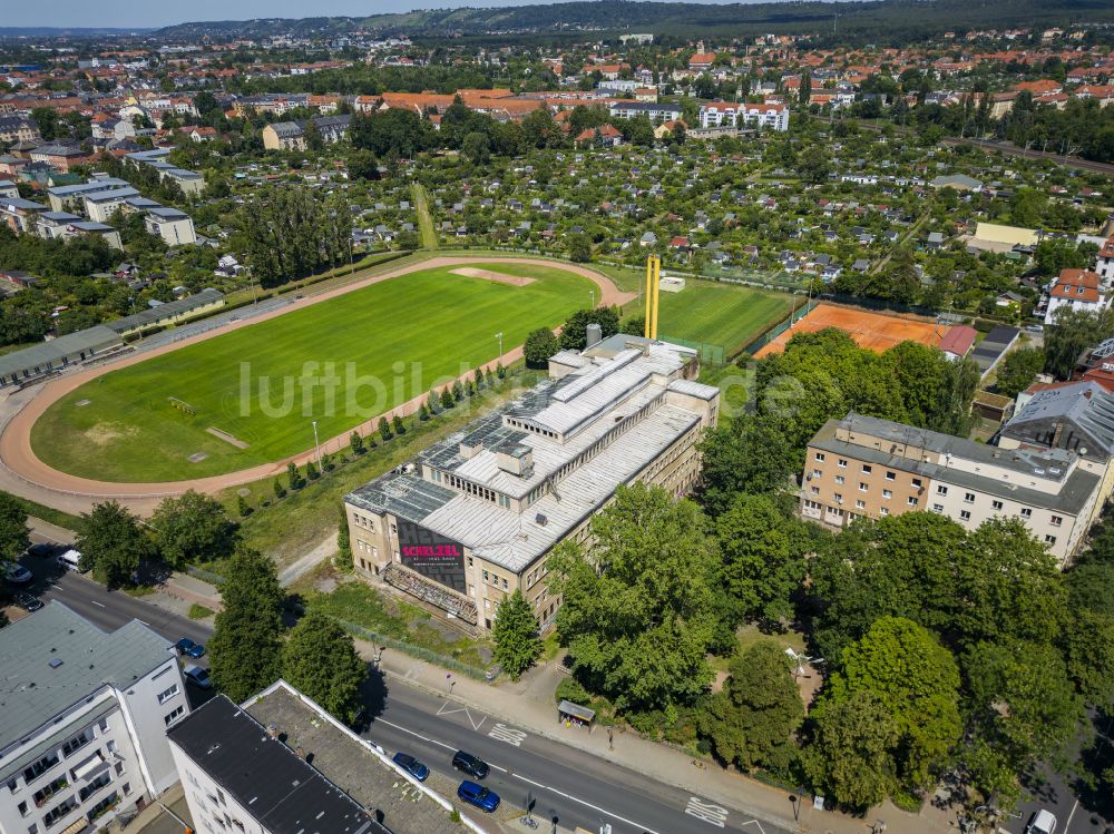 Luftaufnahme Dresden - Ruine der Schwimmhalle Sachsenbad in Dresden im Bundesland Sachsen, Deutschland