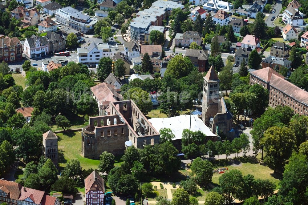 Luftbild Bad Hersfeld - Ruine der Stiftskirche Bad Hersfeld in Bad Hersfeld im Bundesland Hessen, Deutschland