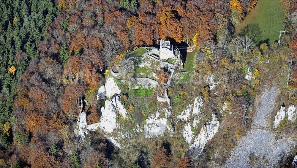 Luftaufnahme Münsingen - Ruinen der Burg Hohengundelfingen