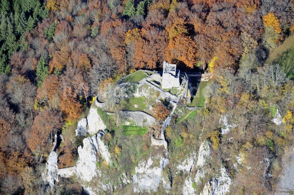 Münsingen von oben - Ruinen der Burg Hohengundelfingen