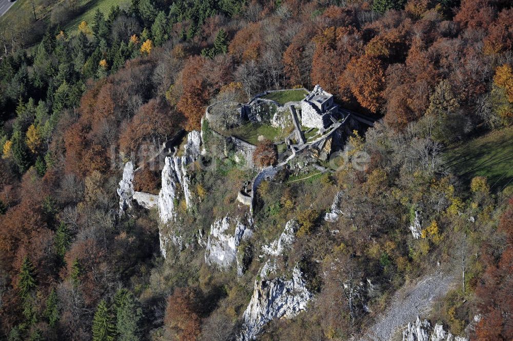 Münsingen von oben - Ruinen der Burg Hohengundelfingen