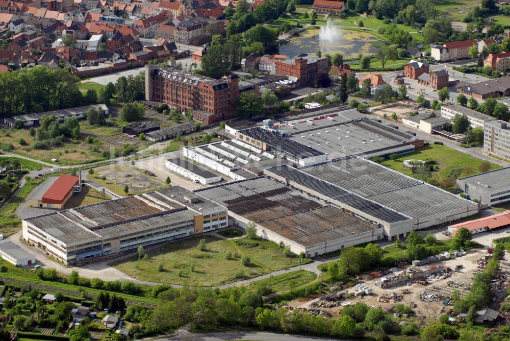 Wittstock von oben - Ruinen vom ehemaligen Möbelkombinat Wittstock