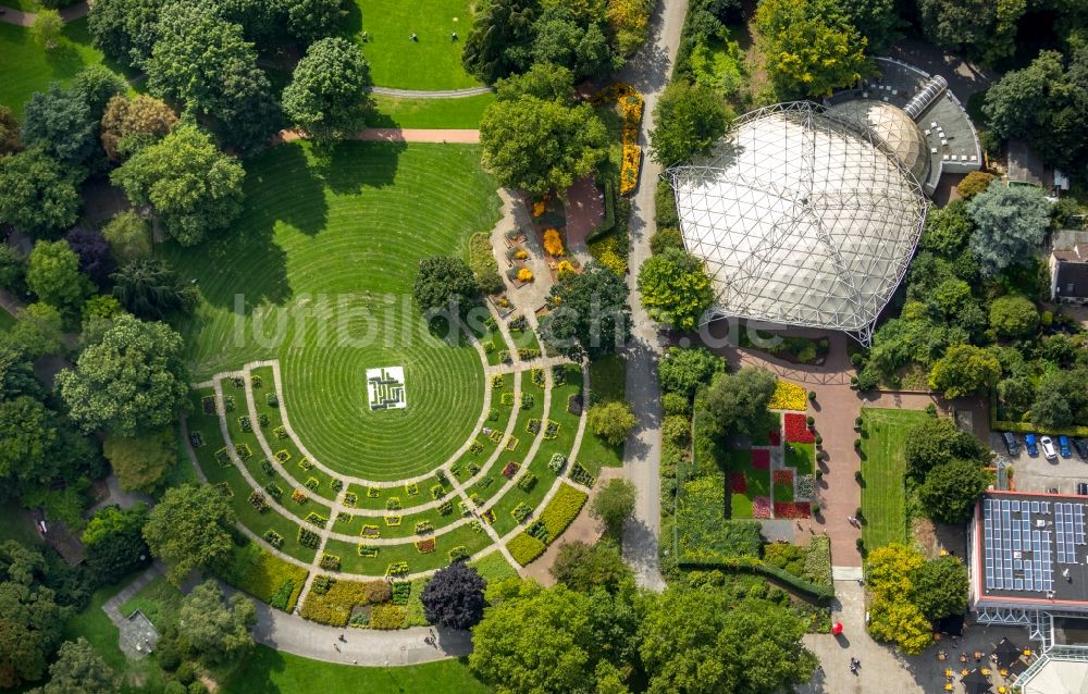 Luftbild Essen - Rundes Beet in der Parkanlage Gruga-Park im Ortsteil Rüttenscheid in Essen im Bundesland Nordrhein-Westfalen