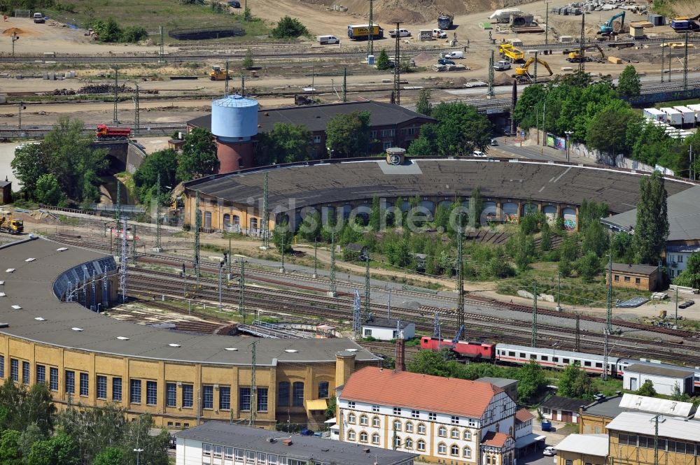 Leipzig aus der Vogelperspektive: Rundlokschuppen der Deutschen Bahn in Leipzig im Bundesland Sachsen