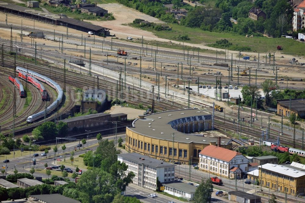 Leipzig aus der Vogelperspektive: Rundlokschuppen der Deutschen Bahn in Leipzig im Bundesland Sachsen