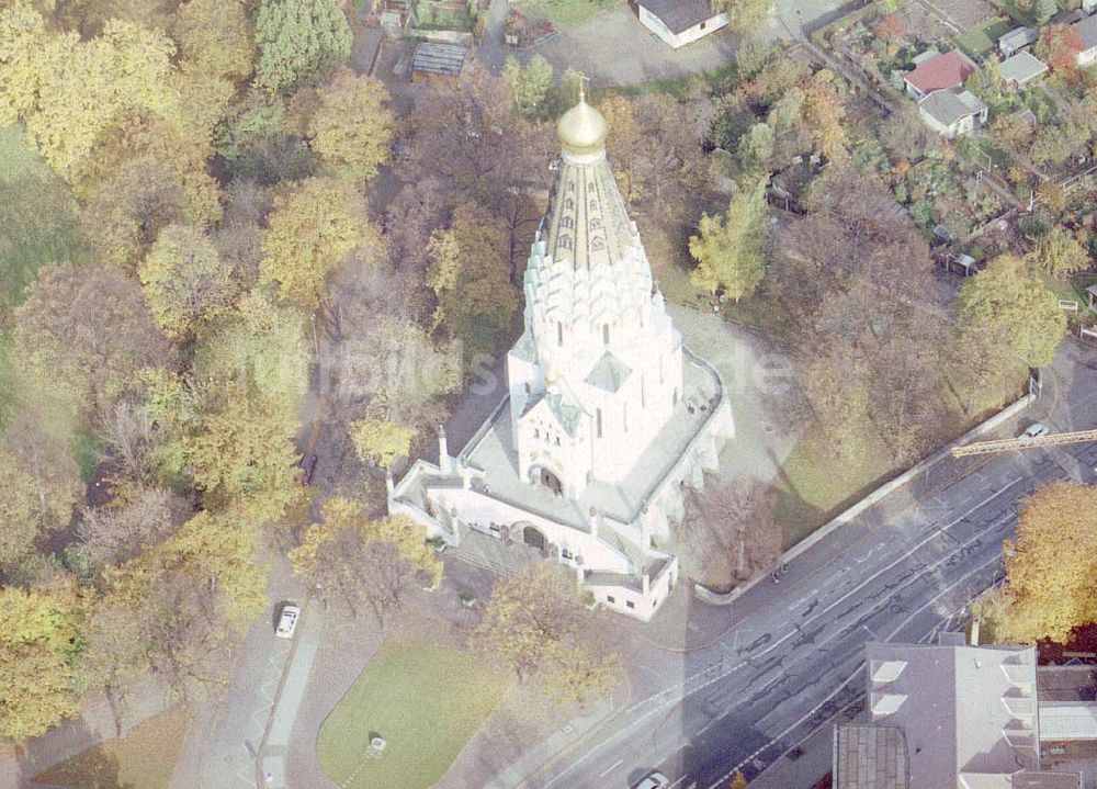 Luftbild Leipzig - Russisch-orthodoxe Kirche am alten Messegelände in Leipzig.