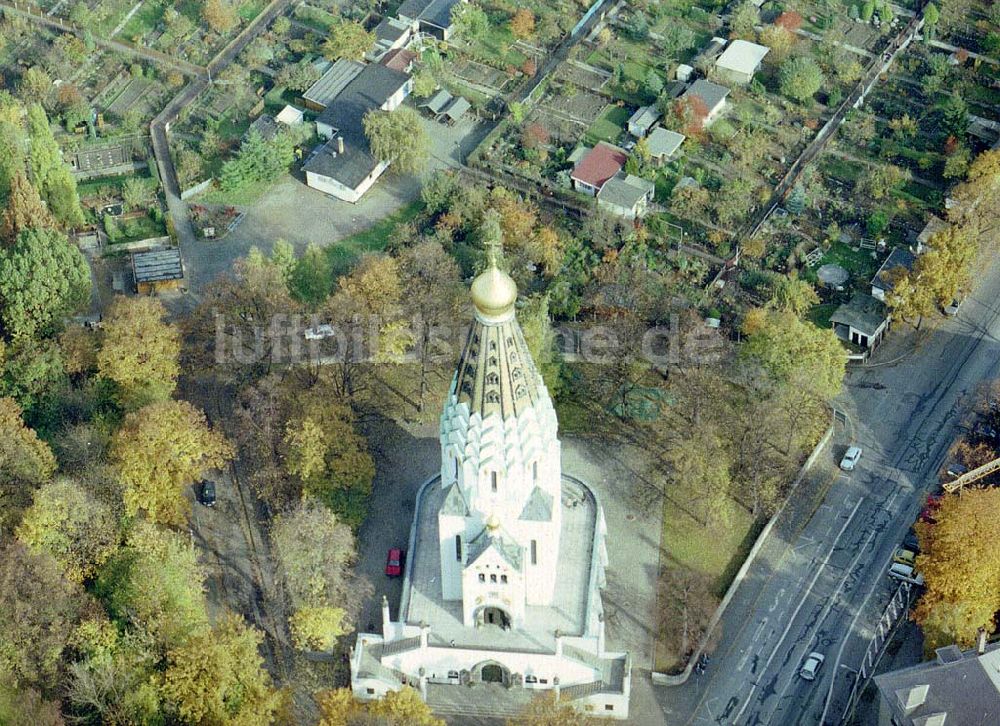 Luftaufnahme Leipzig - Russisch-orthodoxe Kirche am alten Messegelände in Leipzig.