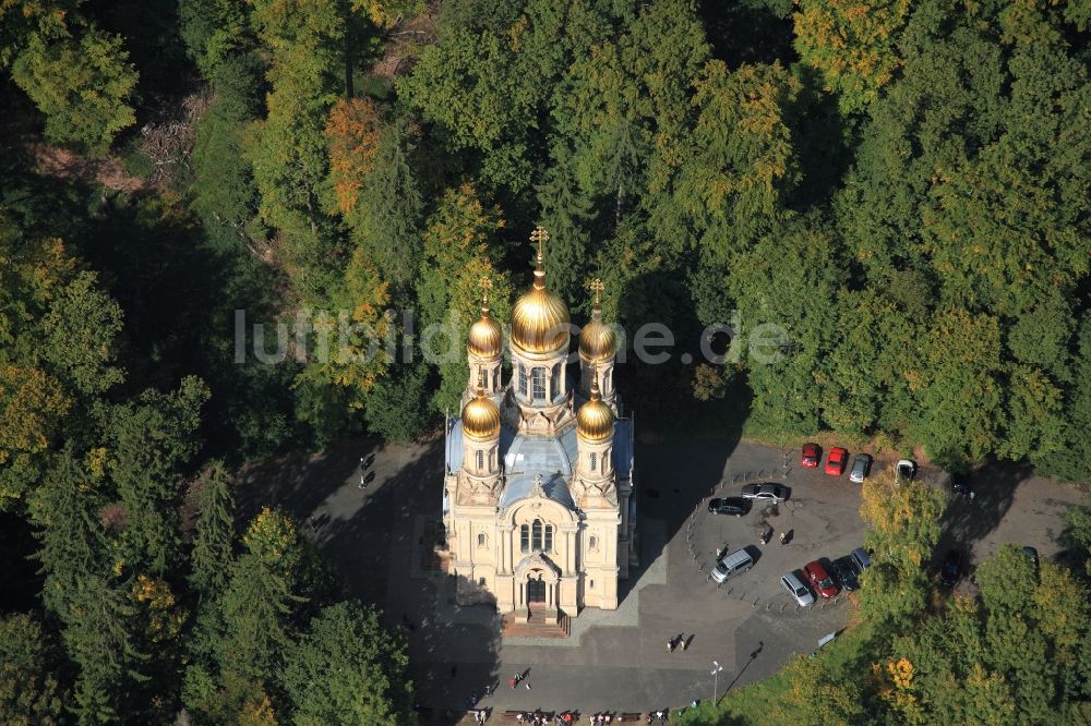 Wiesbaden aus der Vogelperspektive: Russisch-Orthodoxe Kirche in Wiesbaden im Bundesland Hessen