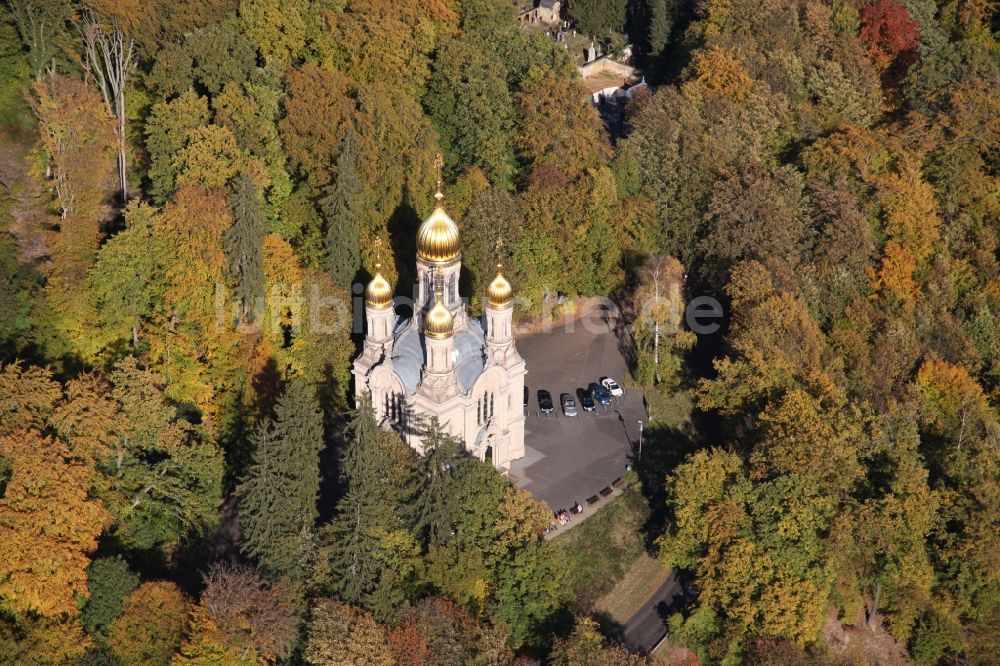 Wiesbaden aus der Vogelperspektive: Russisch Orthodoxe Kirche in Wiesbaden im Bundesland Hessen