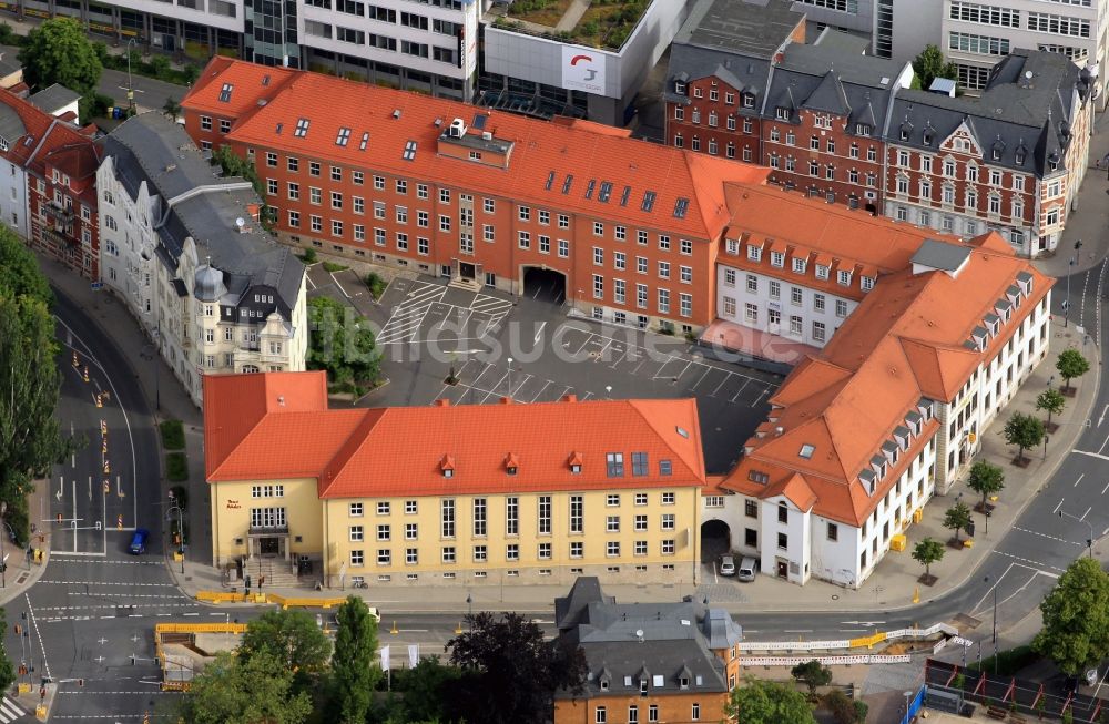 Jena aus der Vogelperspektive: Ärzte- und Geschäftshaus im Postcareee in der ehemaligen Hauptpost von Jena im Bundesland Thüringen