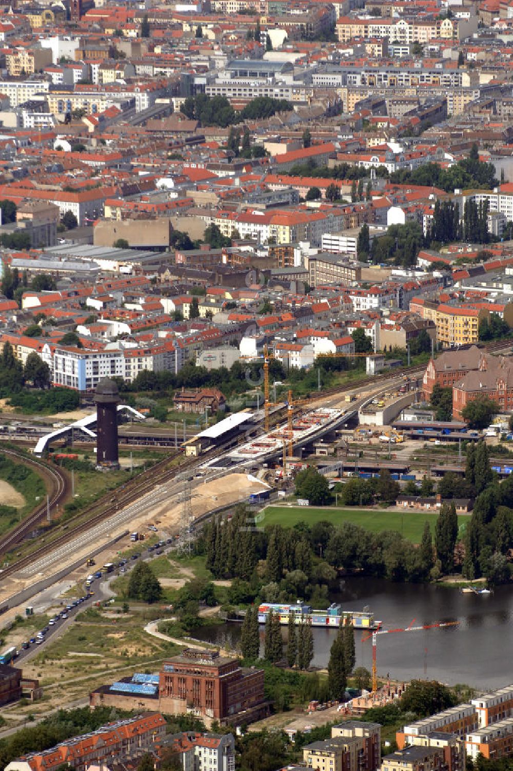 Berlin aus der Vogelperspektive: S-Bahnhof Ostkreuz in Friedrichshain-Kreuzberg