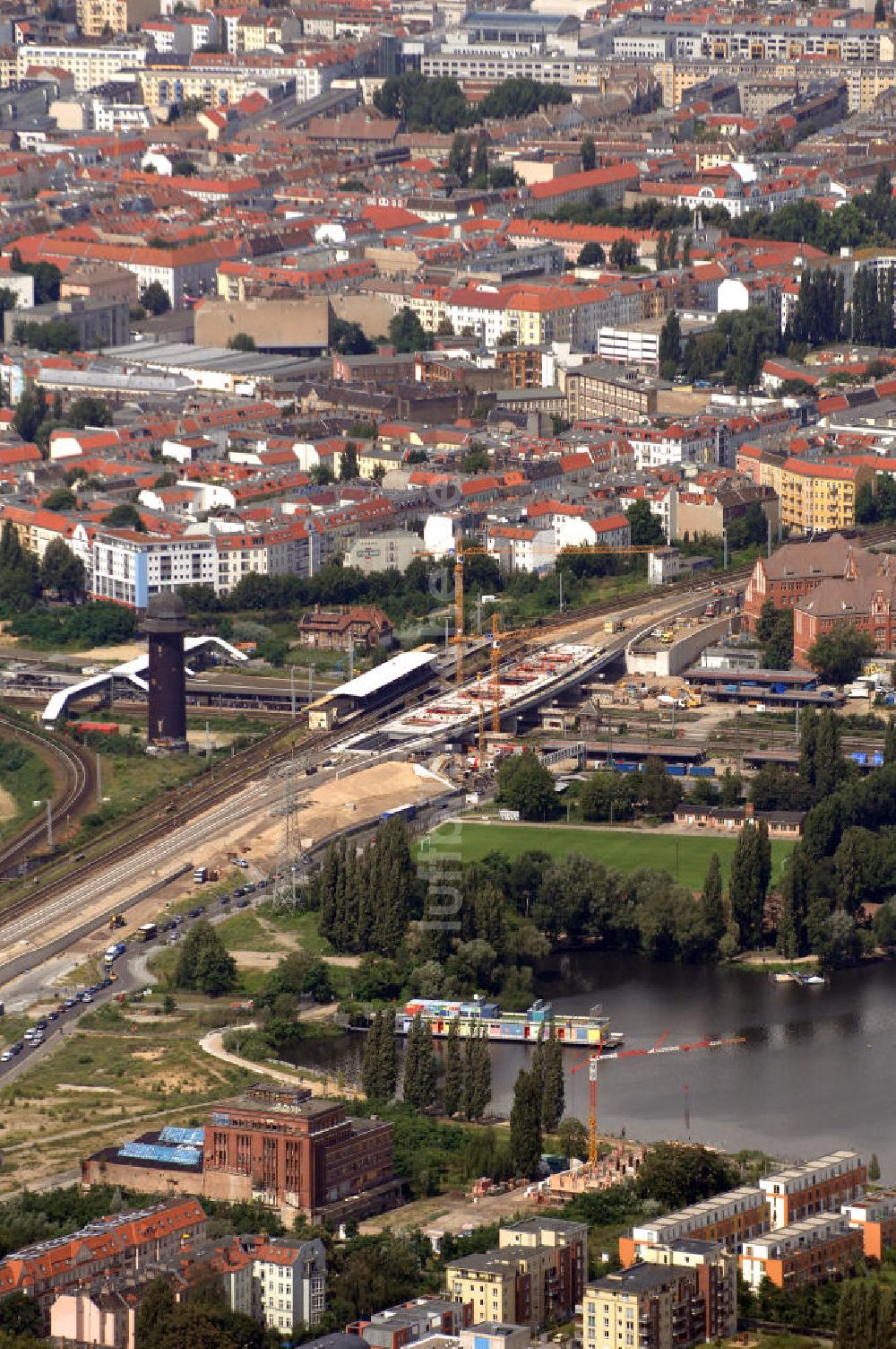 Luftbild Berlin - S-Bahnhof Ostkreuz in Friedrichshain-Kreuzberg