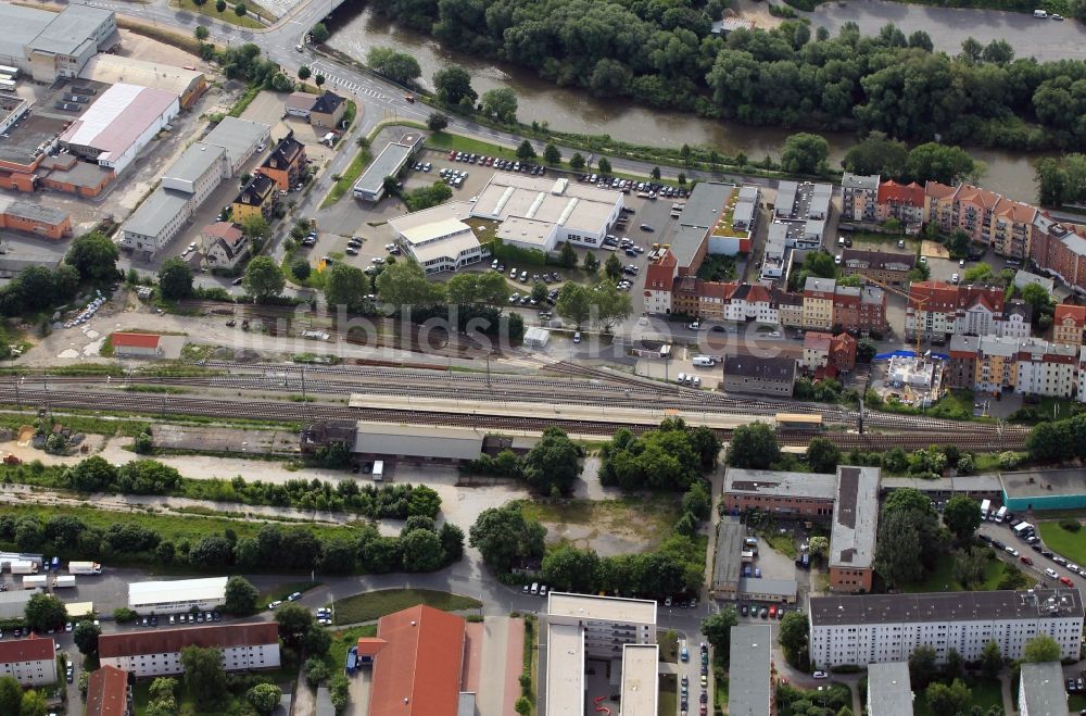 Jena von oben - Saalbahnhof in Jena im Bundesland Thüringen