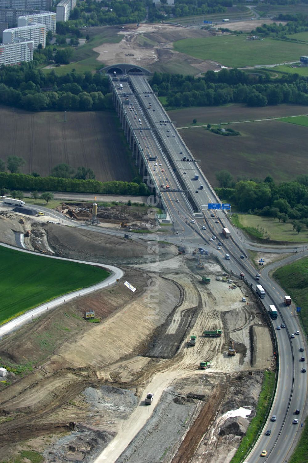 Luftaufnahme Jena - Saalebrücke der Autobahn A4 bei Jena