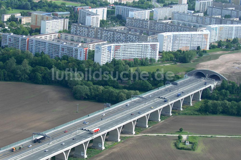 Luftaufnahme Jena - Saalebrücke der Autobahn A4 bei Jena