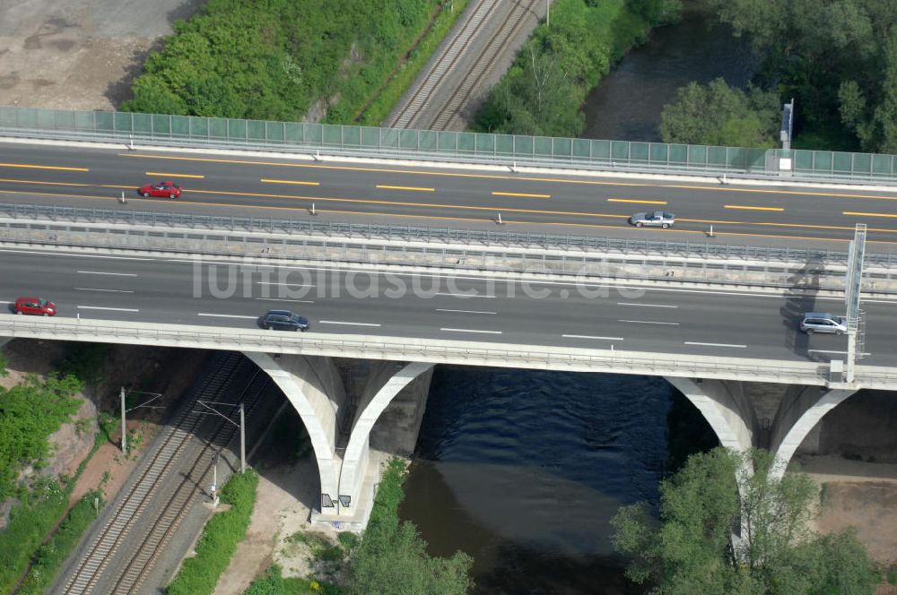 Luftaufnahme Jena - Saalebrücke der Autobahn A4 bei Jena