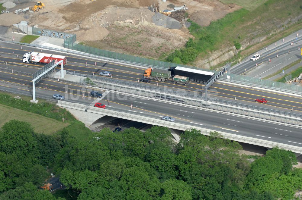 Jena aus der Vogelperspektive: Saalebrücke der Autobahn A4 bei Jena