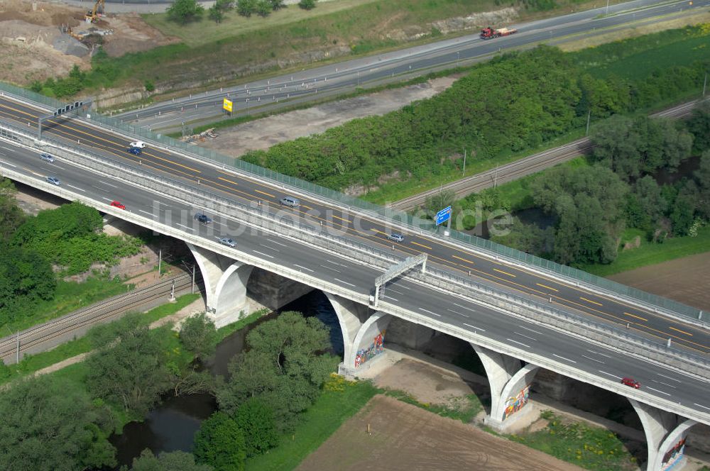 Luftaufnahme Jena - Saalebrücke der Autobahn A4 bei Jena