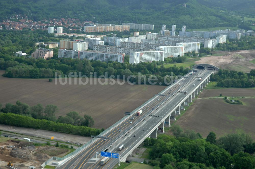 Luftbild Jena - Saalebrücke der Autobahn A4 bei Jena