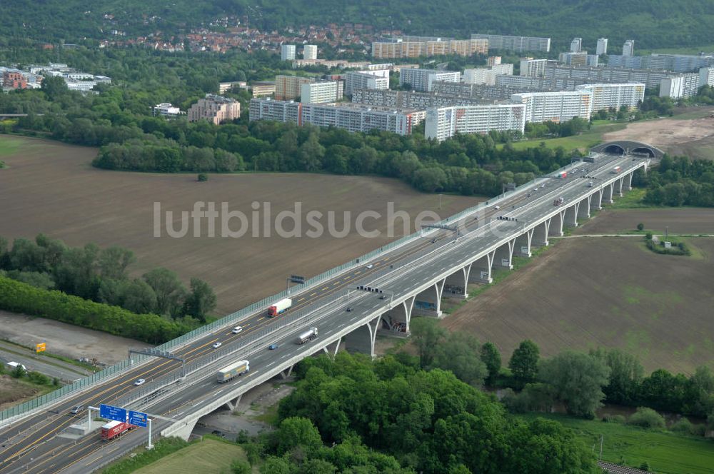 Luftaufnahme Jena - Saalebrücke der Autobahn A4 bei Jena