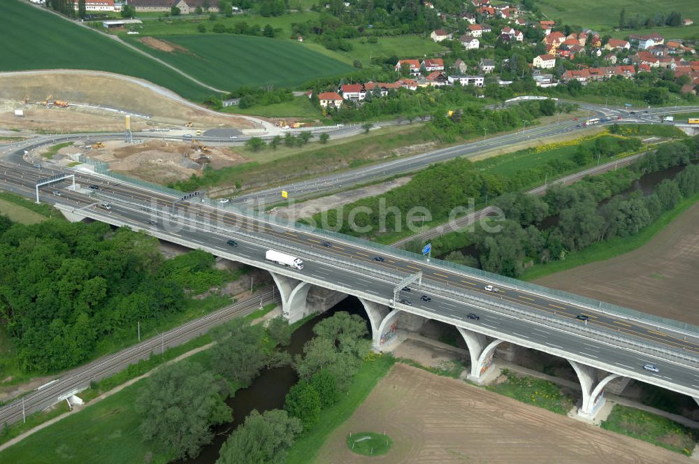 Luftbild Jena - Saalebrücke der Autobahn A4 bei Jena