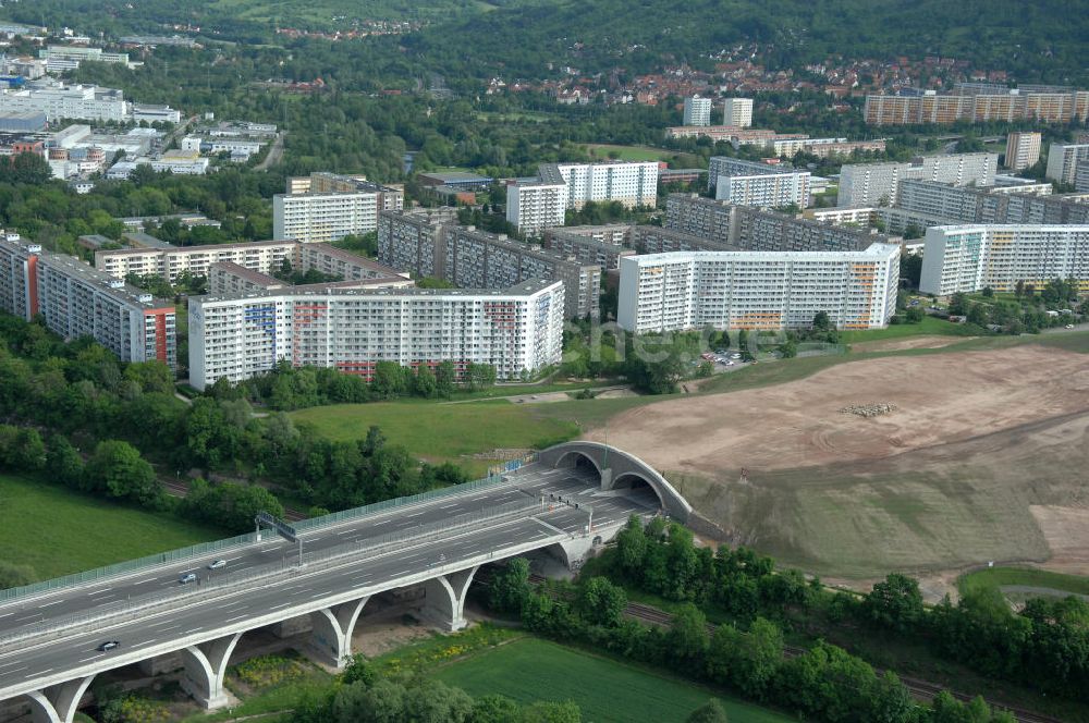 Luftaufnahme Jena - Saalebrücke der Autobahn A4 bei Jena