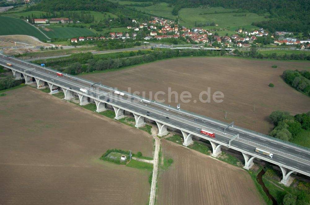 Jena von oben - Saalebrücke der Autobahn A4 bei Jena