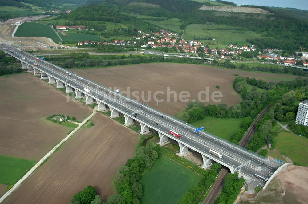 Luftbild Jena - Saalebrücke der Autobahn A4 bei Jena