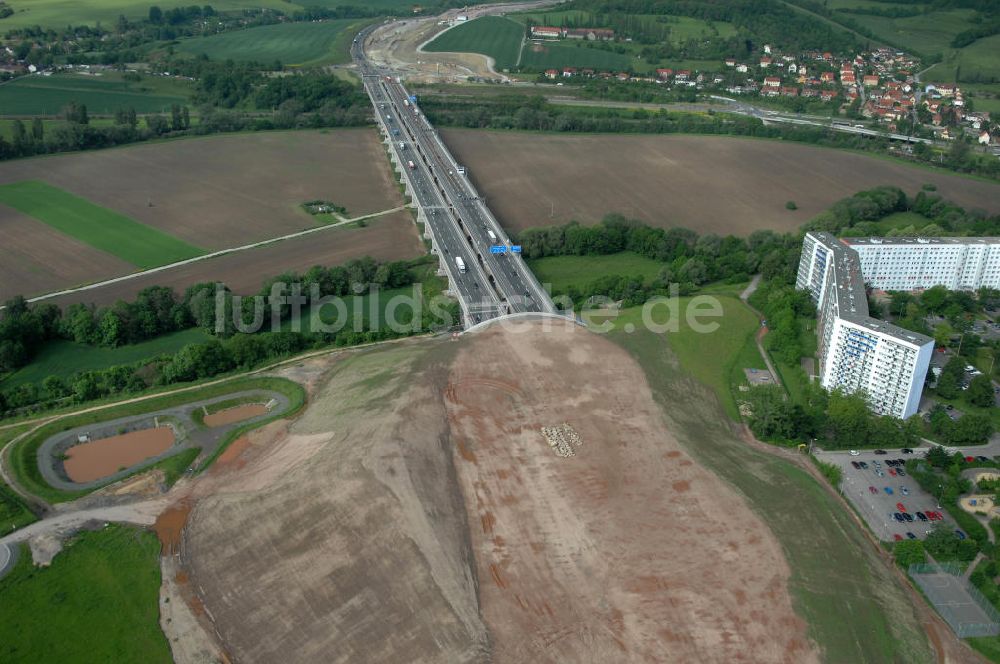 Luftaufnahme Jena - Saalebrücke der Autobahn A4 bei Jena