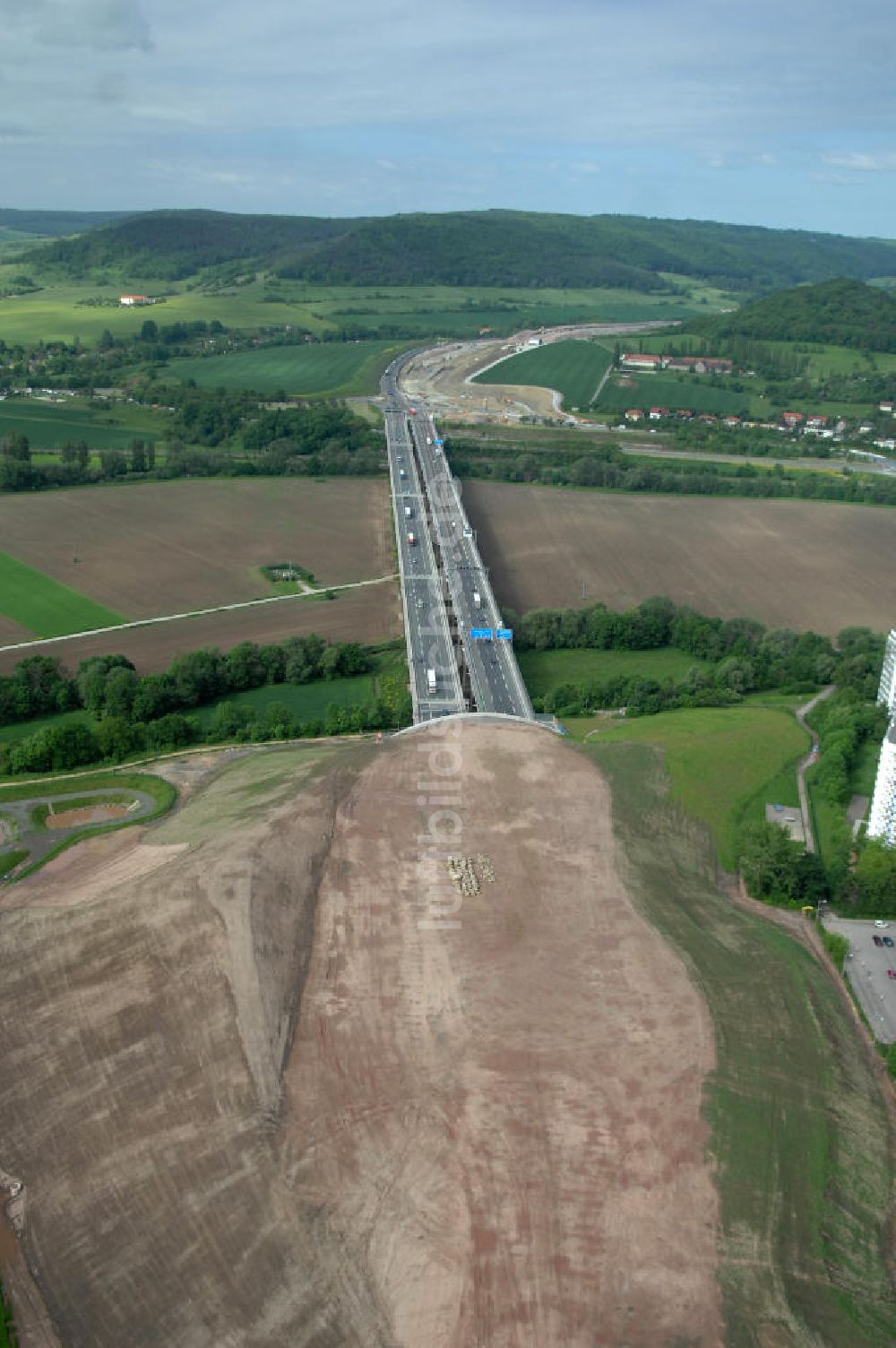 Jena von oben - Saalebrücke der Autobahn A4 bei Jena