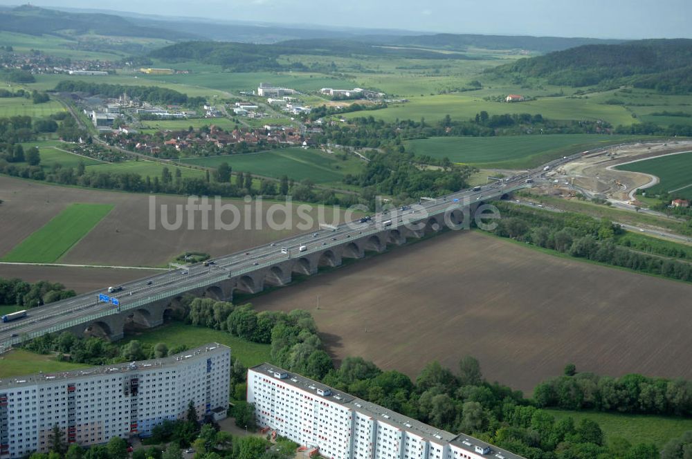 Luftaufnahme Jena - Saalebrücke der Autobahn A4 bei Jena