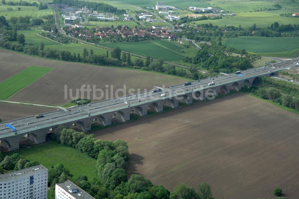 Jena aus der Vogelperspektive: Saalebrücke der Autobahn A4 bei Jena