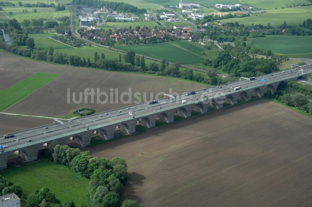 Luftbild Jena - Saalebrücke der Autobahn A4 bei Jena