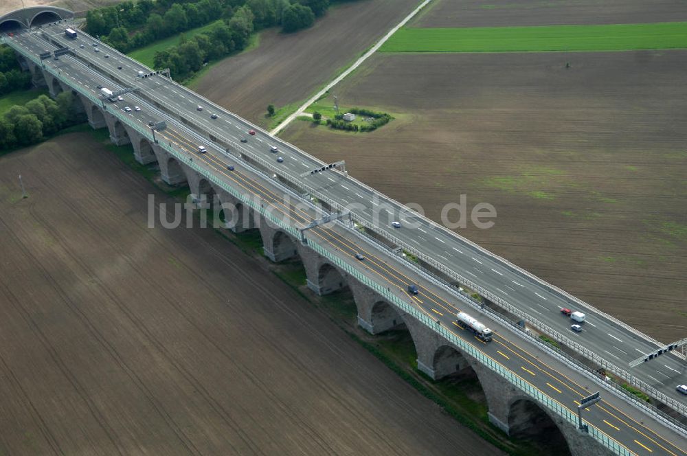 Jena von oben - Saalebrücke der Autobahn A4 bei Jena