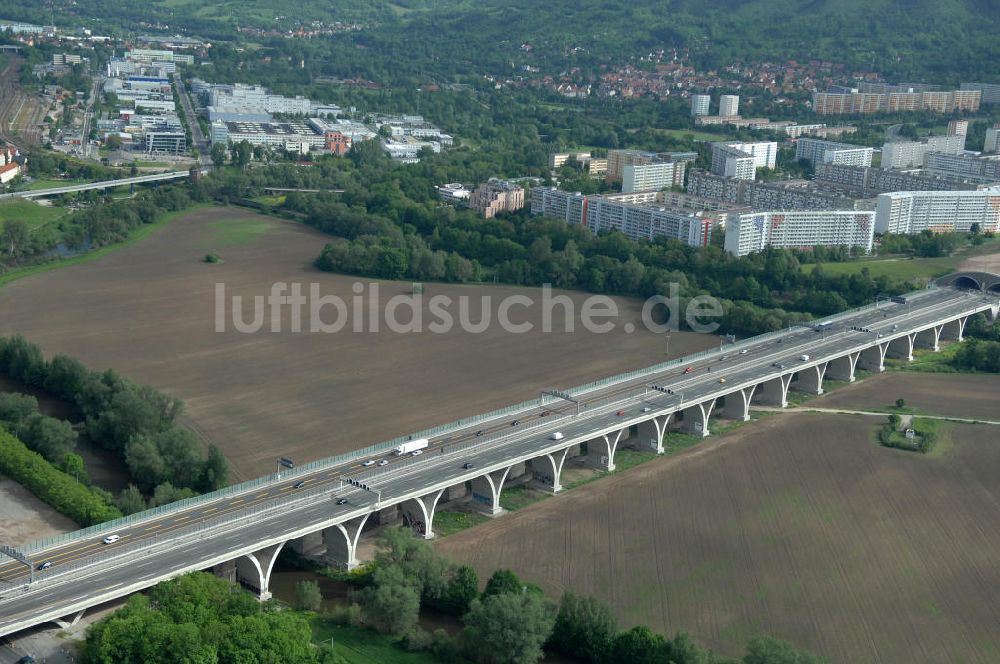 Luftbild Jena - Saalebrücke der Autobahn A4 bei Jena