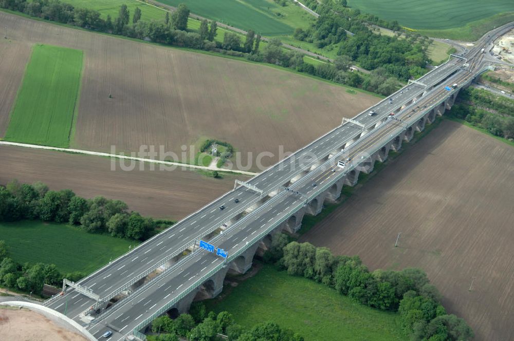 Jena aus der Vogelperspektive: Saalebrücke der Autobahn A4 bei Jena