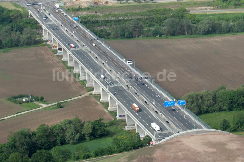 Luftbild Jena - Saalebrücke der Autobahn A4 bei Jena