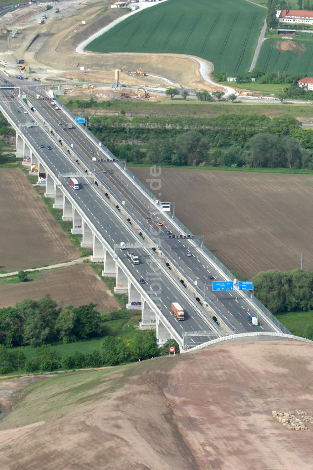 Luftaufnahme Jena - Saalebrücke der Autobahn A4 bei Jena