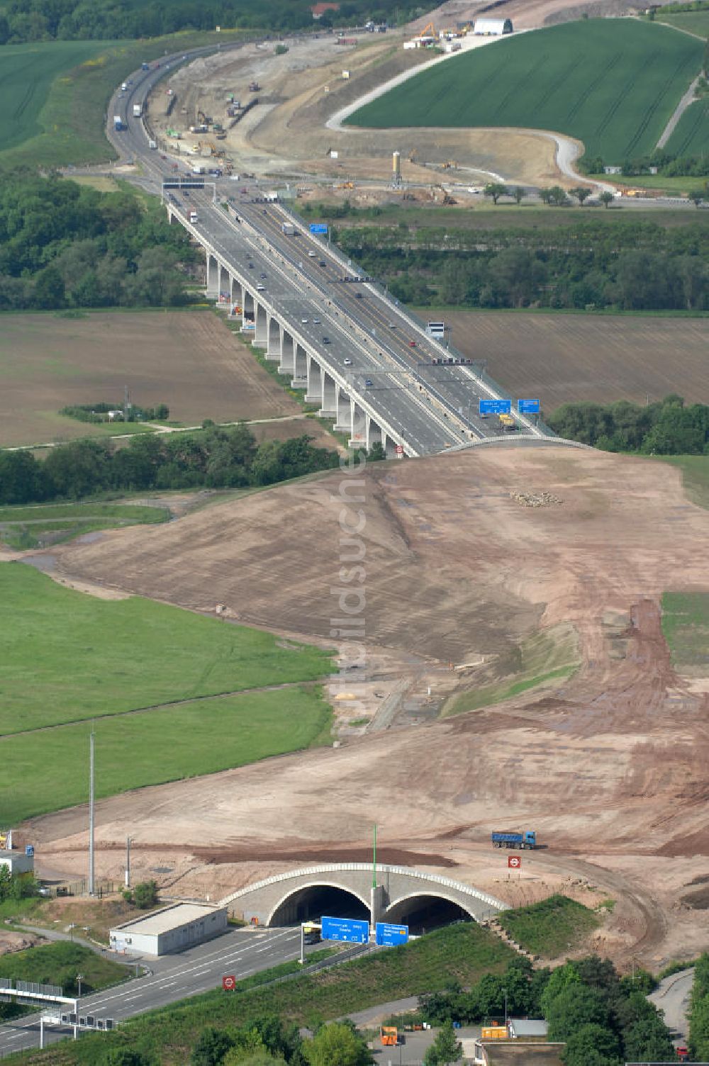 Luftaufnahme Jena - Saalebrücke der Autobahn A4 bei Jena